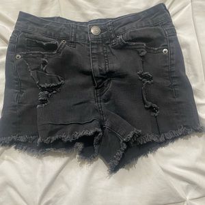 High-Rise Denim Shorty Shorts